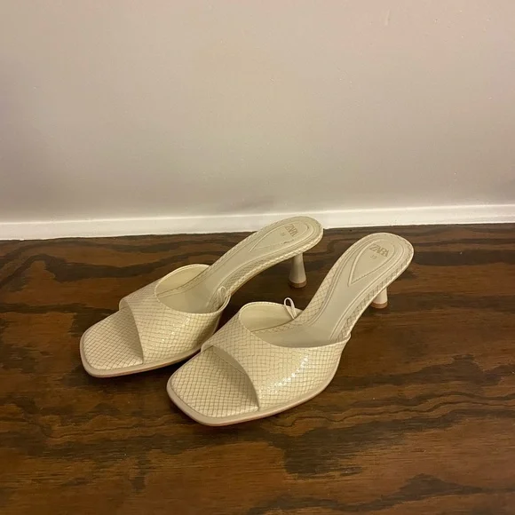 Zara Nude Kitten Heel Sandals - Picture 3 of 4